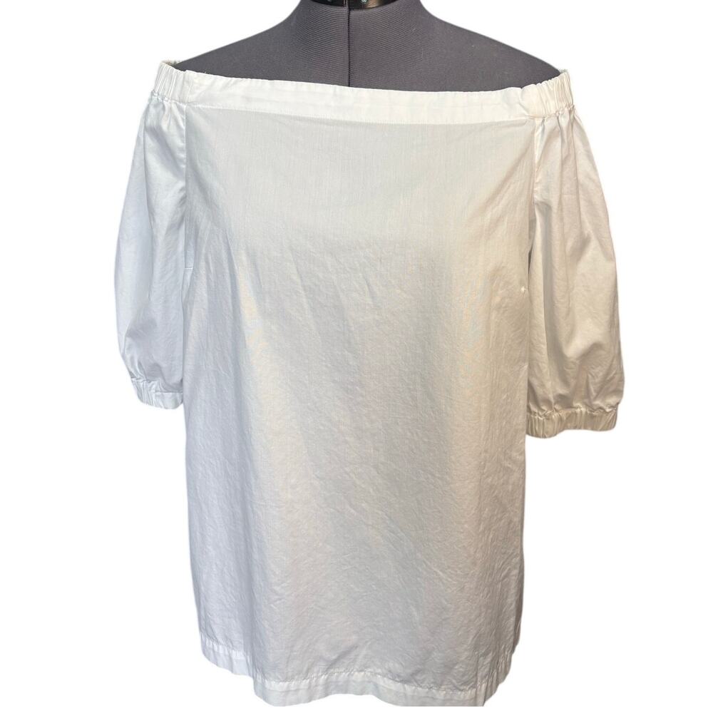 Lauren Ralph Lauren White Off Shoulder Cotton Blouse Size M Peasant Top